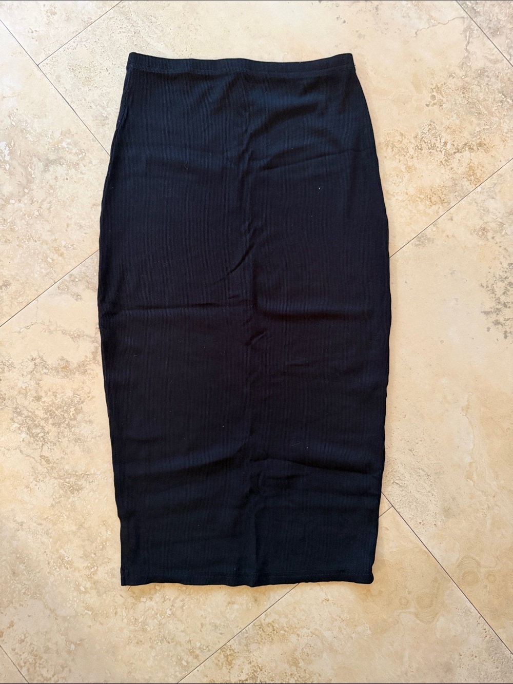 Black Stretch Pencil Midi Skirt